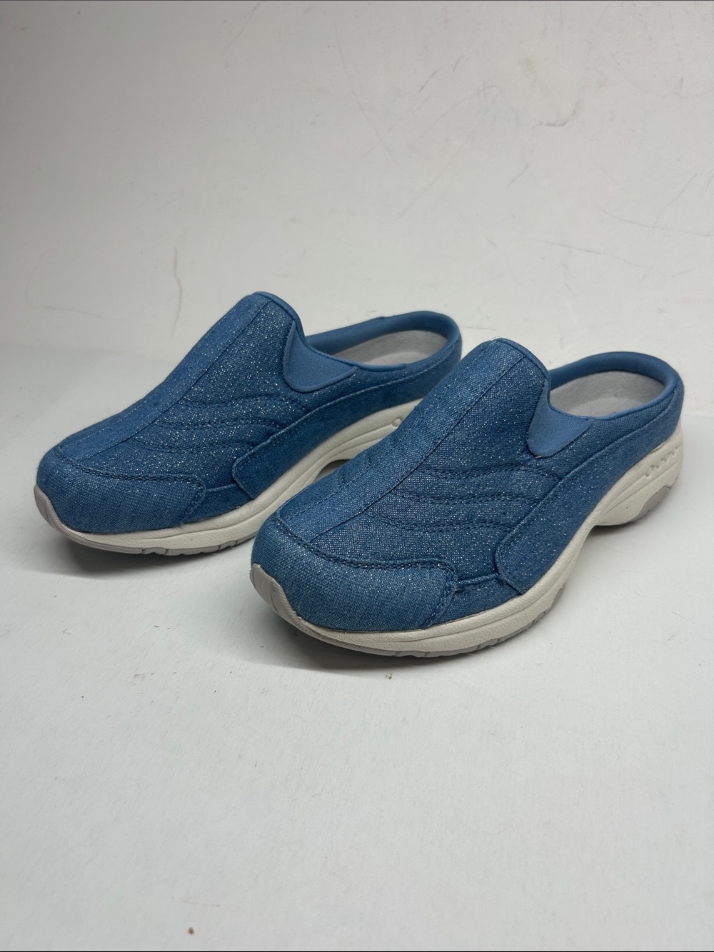 Easy Spirit Blue Denim-Style Slip-On Mules